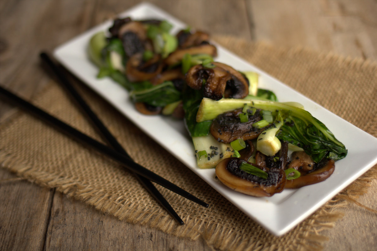 Bok Choy and Mushrooms with Ginger Dressing