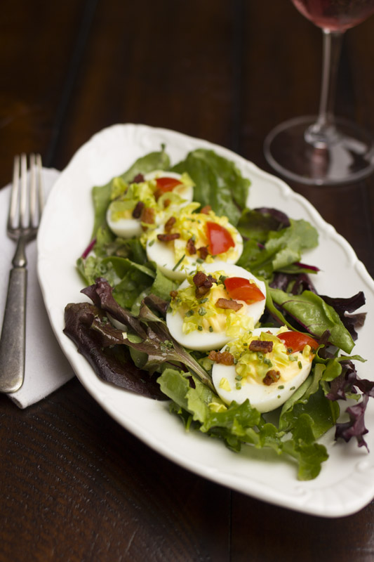 BLT Deviled Egg Salad with Bacon Vinaigrette