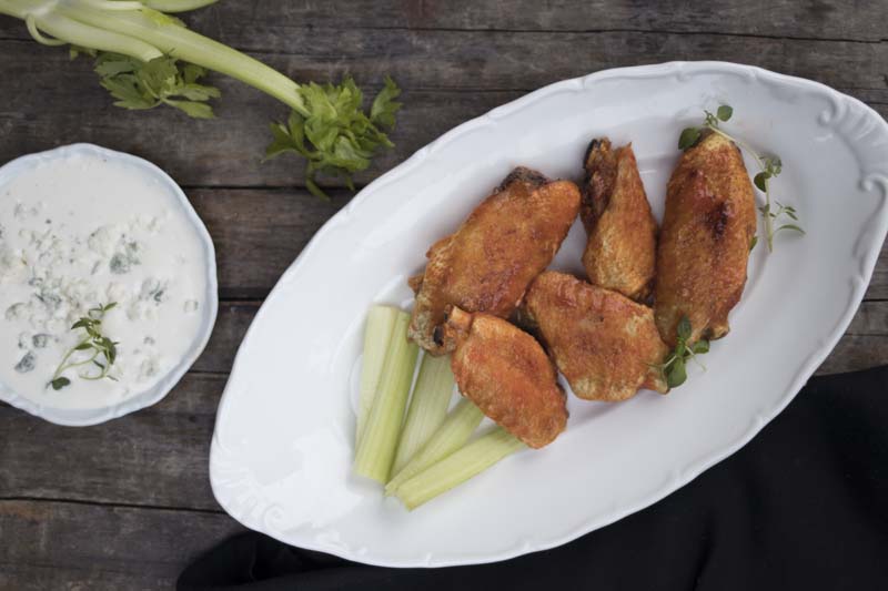 Buffalo Chicken Wings with The Best Blue Cheese Dressing