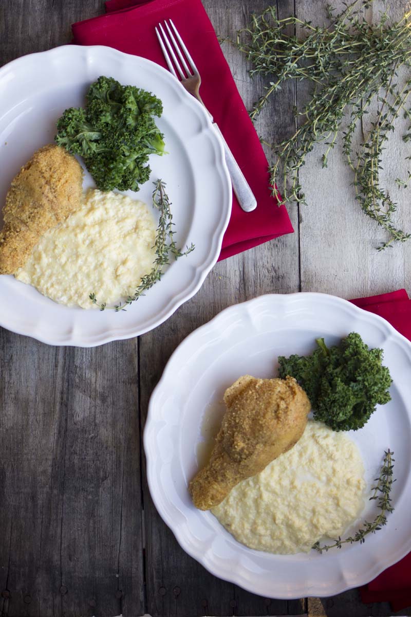 Fried Chicken with Cheesy Grits