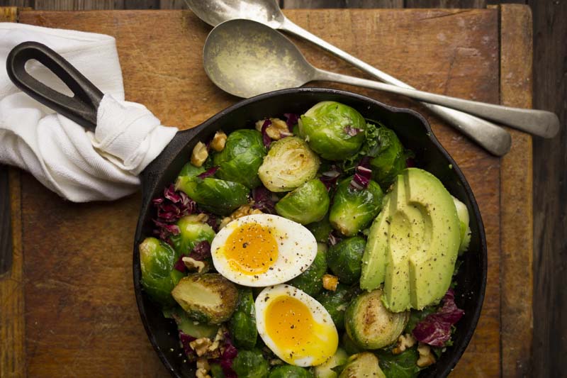 Brussels Sprouts with Soft-Boiled Egg and Avocado