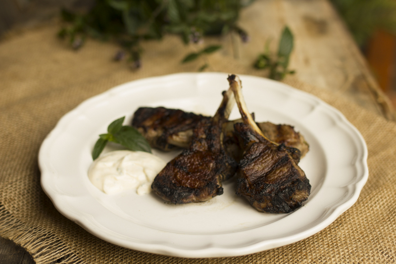 Grilled Lamb Chops with Mint Aioli