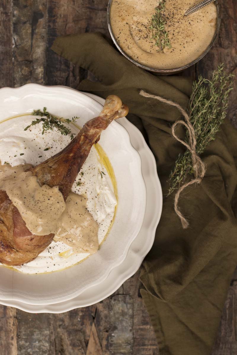 Braised Turkey Legs with Creamy Gravy