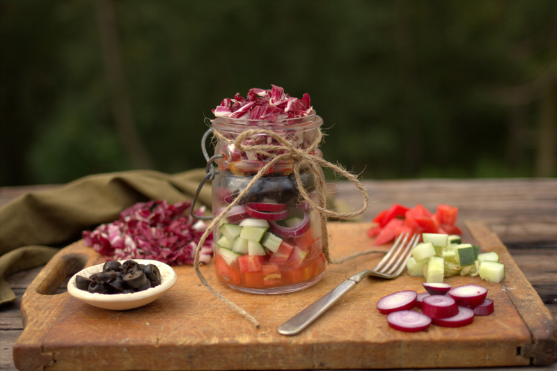 Greek Salad in Jars