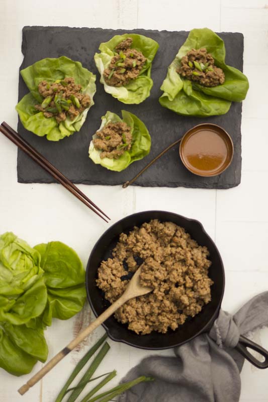Chicken Lettuce Wraps with Satay Dipping Sauce