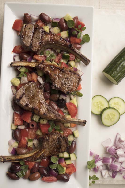 Greek Lamb Chops with Gyro Salad