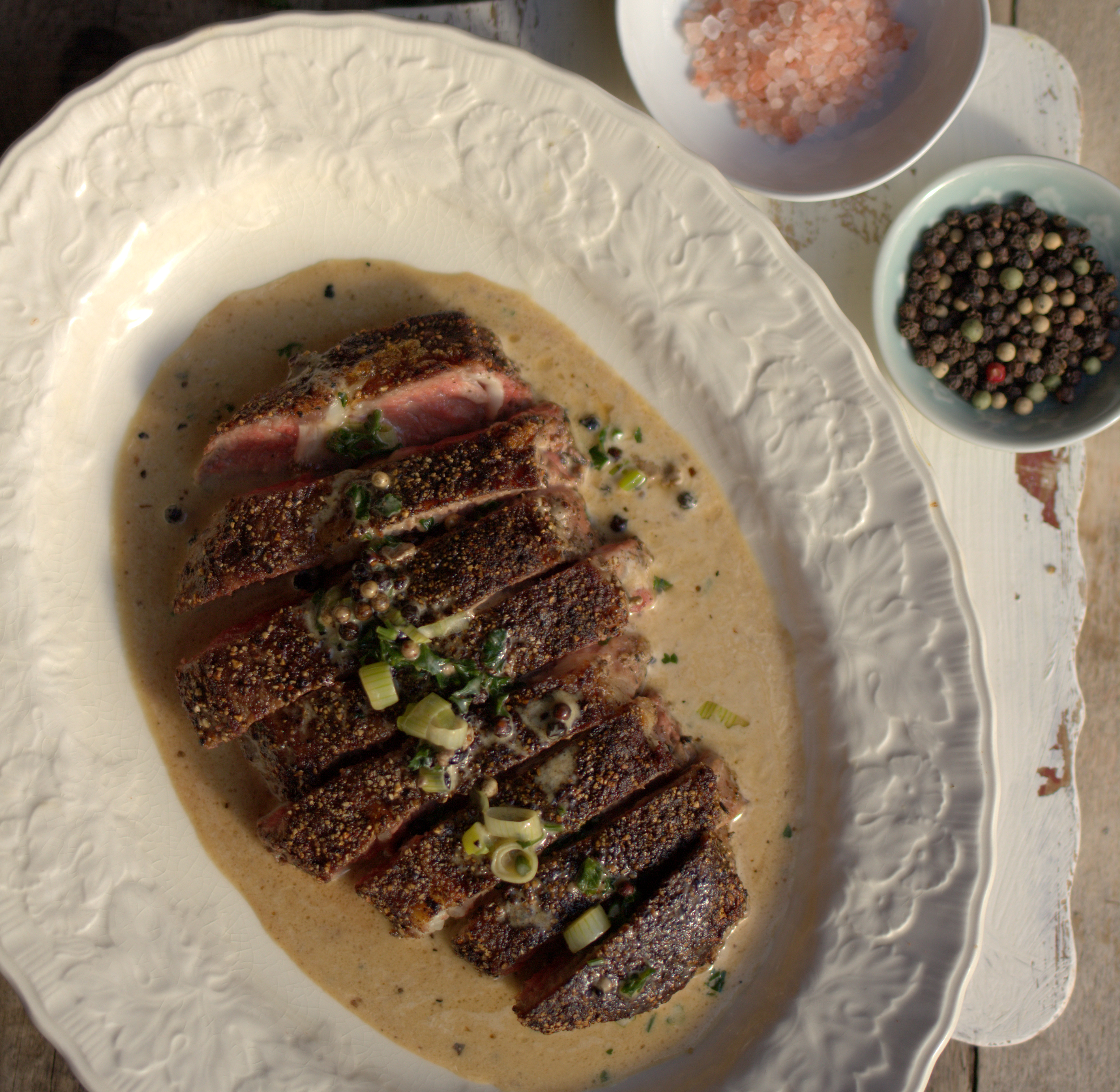 Steak with Cream Sauce for Two