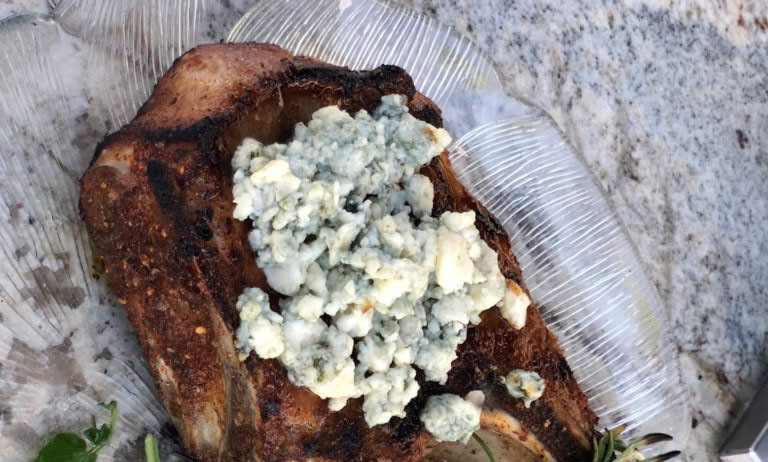Blue cheese Crusted Pork Chops