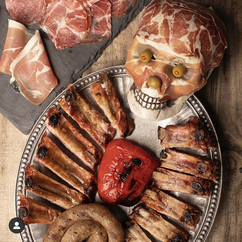 Halloween Spooky Skeleton with BBQ riblets