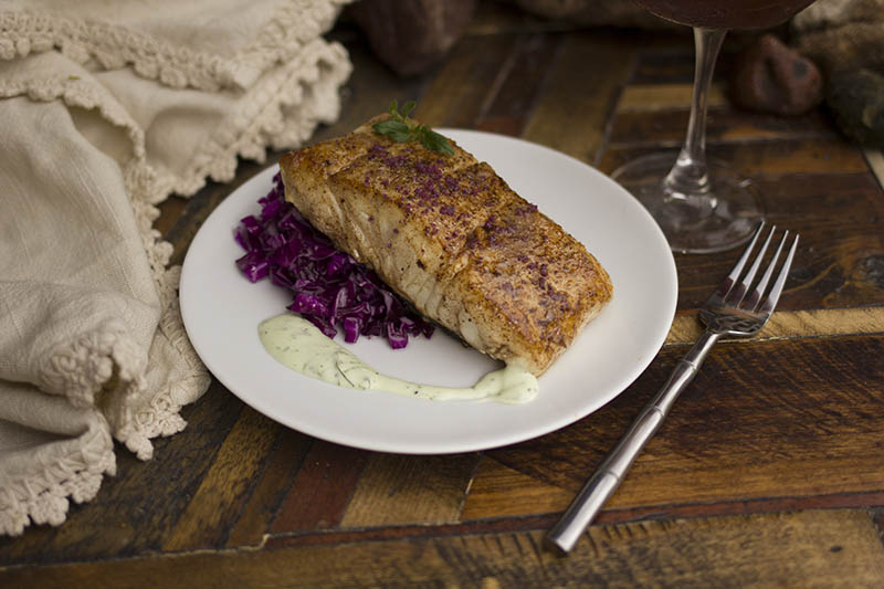 Grilled Halibut with Smoky Avocado Cream