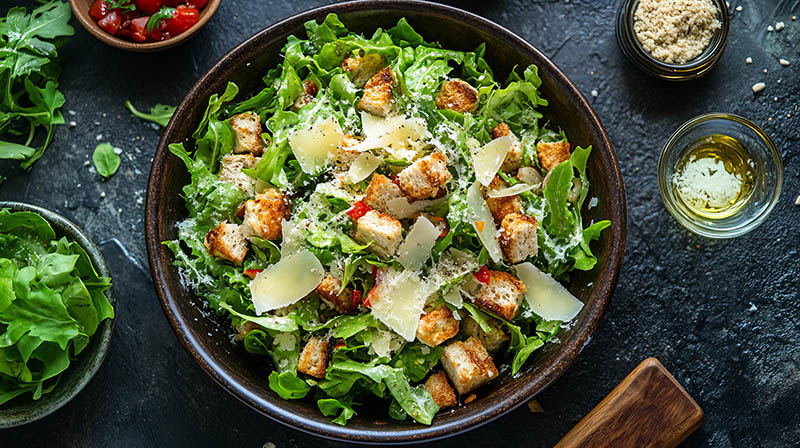 Easy PSMF Chicken Caesar Salad with Croutons