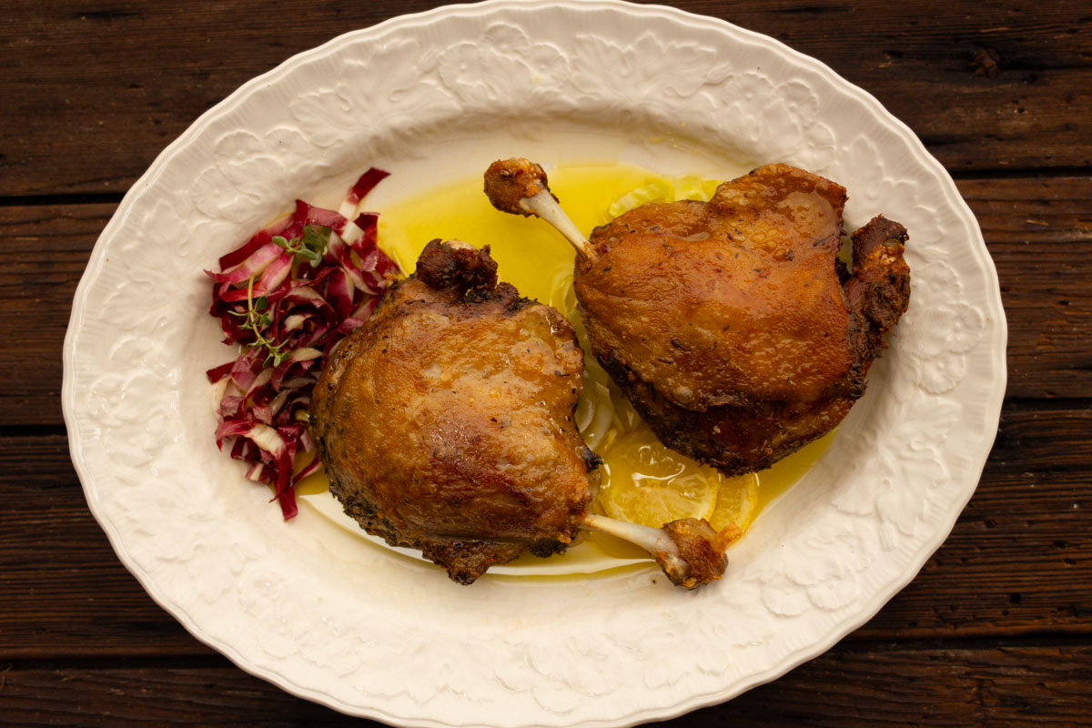 Pan Fried Crispy Duck Thighs