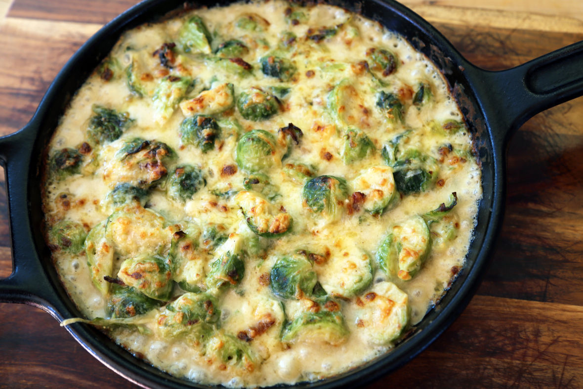 Brussels Sprouts with Bacon & Gruyere